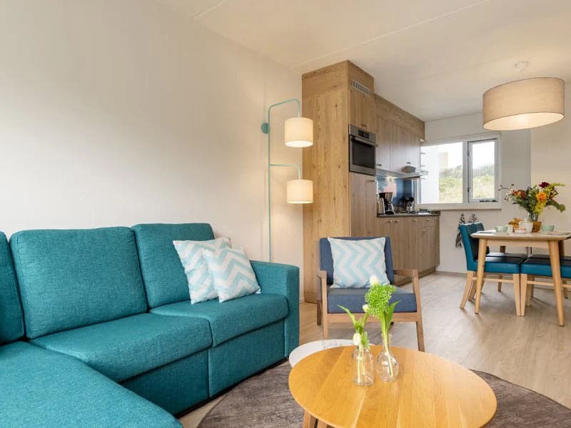 Impressie van de woonkamer in de VIP cottage voor 2 personen in Zandvoort