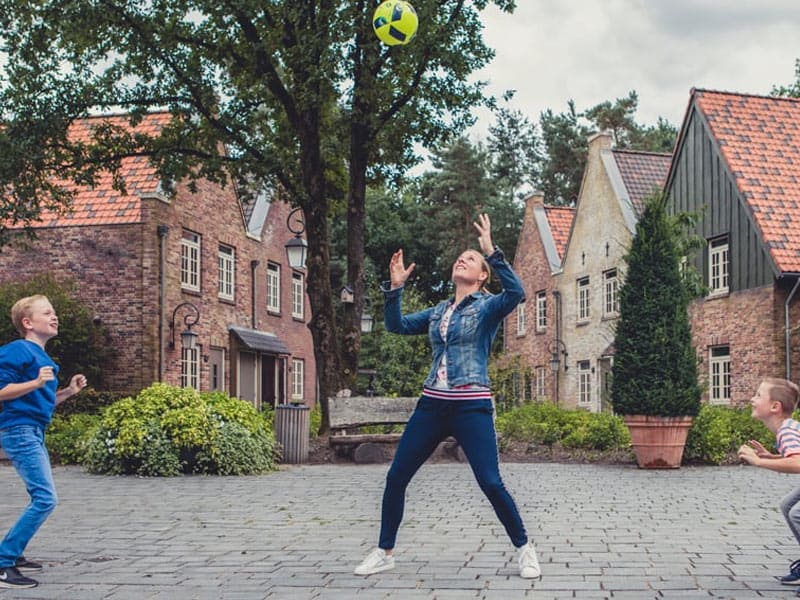 Impressie van een dorpsplein op Efteling Bosrijk waar het Dorpshuys voor 8 personen is te vinden