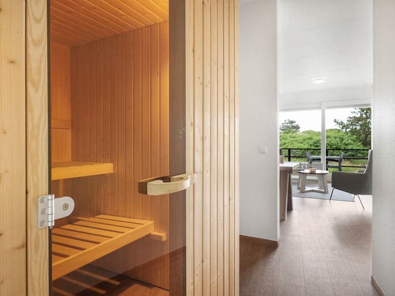 Impressie van de sauna in het appartement op Vlieland