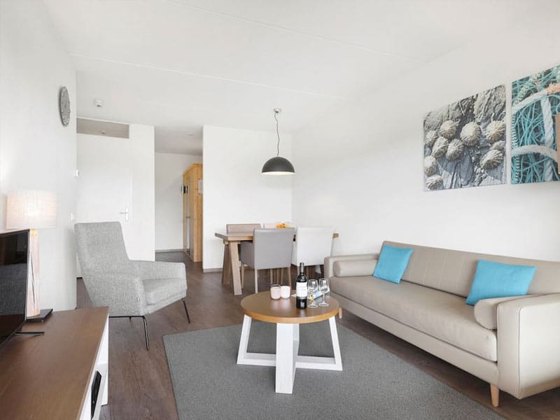 Impressie van de woonkamer in het 2-persoons appartement