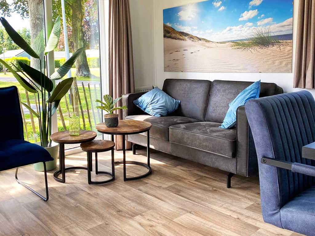 Impressie van het interieur van het 4-persoons chalet Blauwborst op Molecaten Park Waterbos op Voorne-Putten