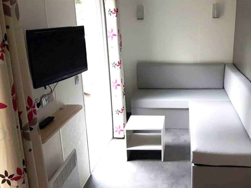 Impressie van het interieur in het 4-persoons chalet Hortensia op Molecaten Park 't Hout in Bakkeveen