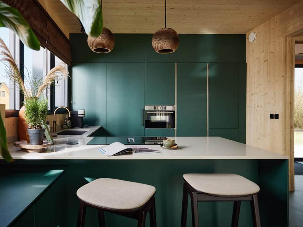 Impressie van het interieur in de 6-persoons lodge Unbrick One met zwembad en sauna bij Roodewoud in Drenthe