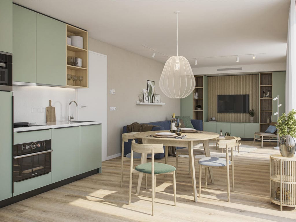 Impressie van de inrichting van de 4-persoons lodge 4CE op Landal De Wedderplassen in Wedde