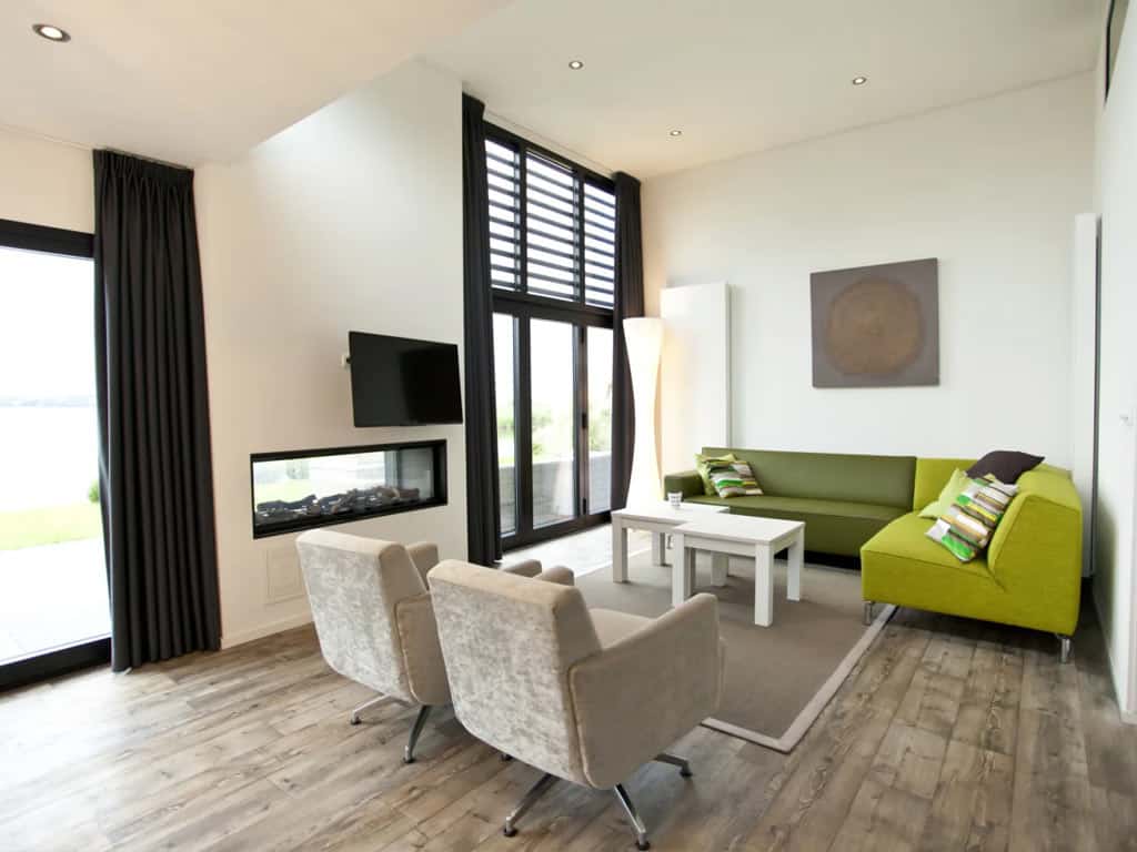 Impressie van de inrichting van het 6-persoons chalet Cube Elite 6 op EuroParcs Bad Hoophuizen