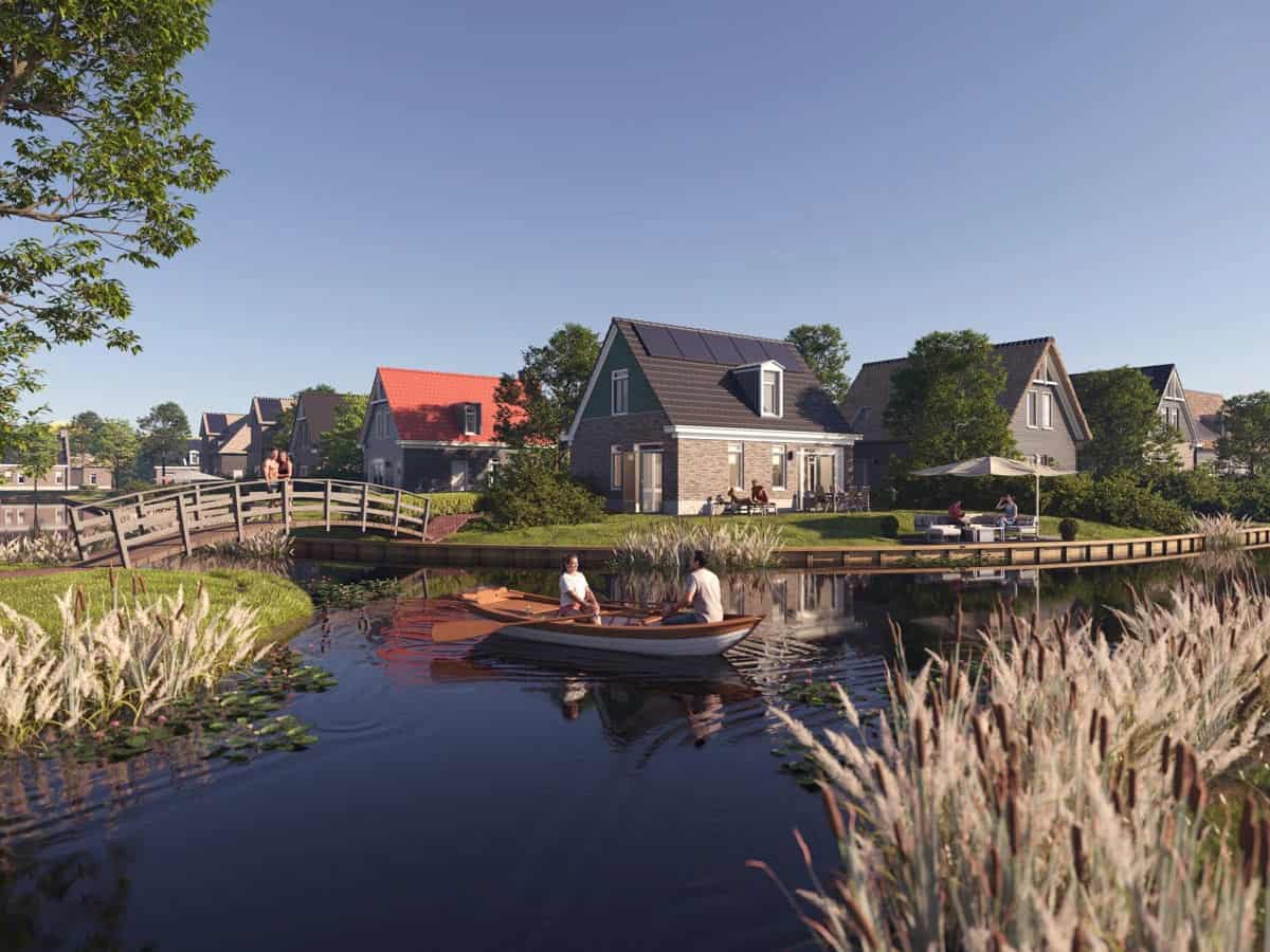 Impressie van een luxe vakantiehuis aan het water op Dormio Resort Medemblik vlak bij het IJsselmeer